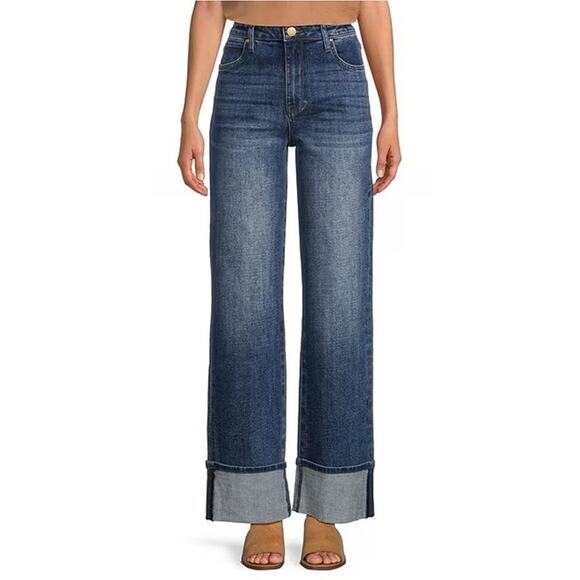 KUT from the Kloth Women's 2 Sienna High Rise Wide Leg Jeans Roll Up Hem O12-13 - Picture 1 of 7